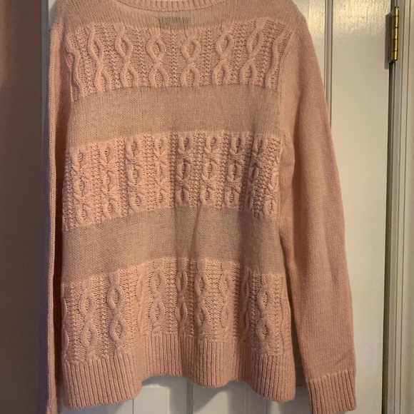 Loft Pink Cableknit Stripe Sweater - Picture 3 of 3